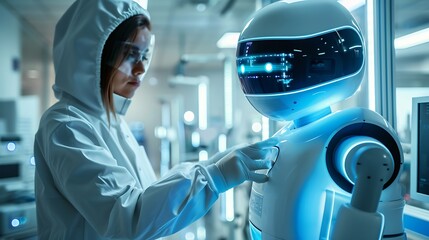 Aufkleber - Medical worker using technology smart robot AIConcept of healthcare and medical AI technology services and advance of technology Artificial Intelligence for future healthcare : Generative AI