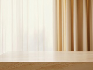 Poster - Sleek Beige Marble Table for Product Display in Contemporary Modern Office with Warm Minimalist Aesthetic