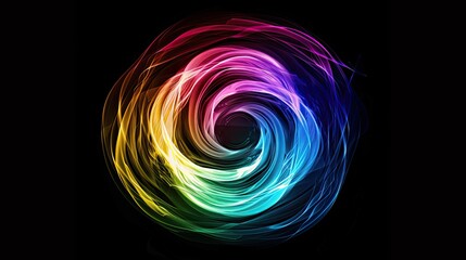 Poster - colorful electric swirls, black background