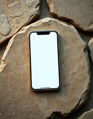 Mobile phone screen on the background of the stone for mockup