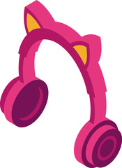 Wall Mural - Pink headphones with cat ears are waiting for a music lover