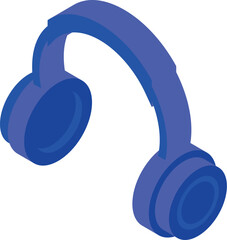 Poster - Blue headphones icon in isometric view representing music listening experience