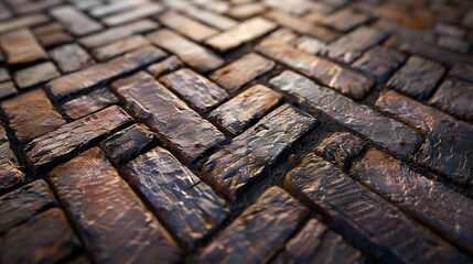 Poster - Herringbone Floor Texture Wall pattern sidewalk flooring pavement paper footpath wallpaper material for cgi : Generative AI