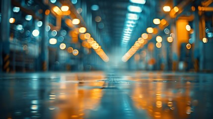 Poster - Abstract blurred factory and warehouse room background for industry : Generative AI