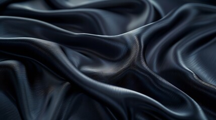 Black gray satin dark fabric texture luxurious shiny that is abstract silk cloth panorama background with patterns soft waves blur beautiful : Generative AI