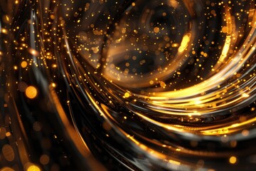 Poster - a spiral design on a black and gold background