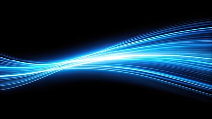 Wall Mural - Blue light streaking across black background, blue, light, streak, black, abstract, motion, speed, futuristic, technology, digital