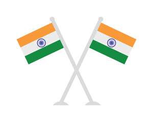 Wall Mural - Two waving flags of india. Independence day of India. 15 th of August. National flag of India on pole vector iluustration.