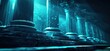© original logo - A row of glowing blue pillars stand in a mysterious, dark setting with raindrops falling. The pillars create a sense of wonder and awe.