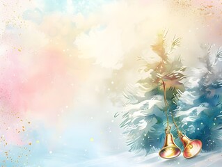 a forest with aurora lights, blurred, pastel colour, watercolor background.
