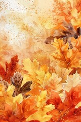 Poster - A decorative arrangement of autumn leaves on a white background