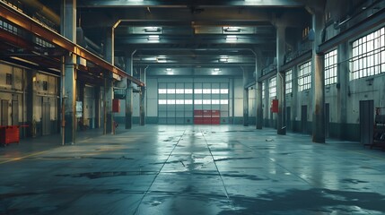 Wall Mural - Interior of empty warehouse or garage : Generative AI