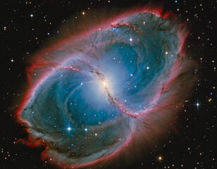Wall Mural - Southern ring nebula rotating against star field in outer space, astronomy image scene
