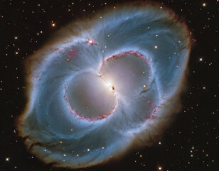 Wall Mural - Southern ring nebula rotating against star field in outer space, astronomy image scene