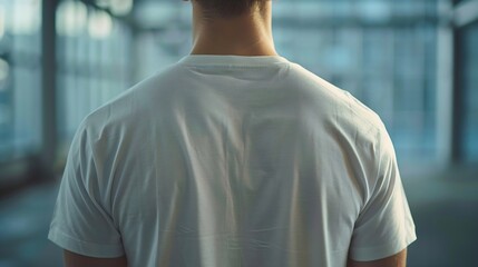 Wall Mural - White Tshirt mock up front and back view Male model wearing plain white tshirt mockup Tshirt design template Blank tshirt for printing : Generative AI