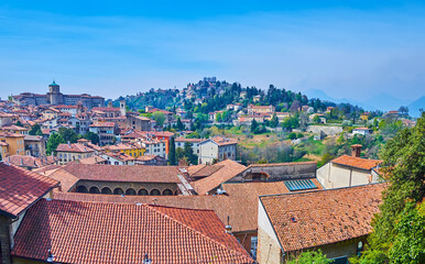 Sticker - The cityscape from Rocca di Bergamo fortress, Bergamo, Italy