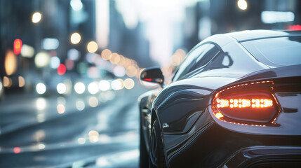 Poster - modern grey car on road 