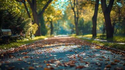 Poster - An empty park alley on a spring day : Generative AI