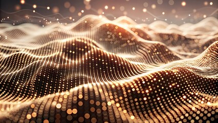 Poster - Abstract digital wave of particles. Futuristic point wave. Technology background. Wave with moving dots and lines. Particle flow