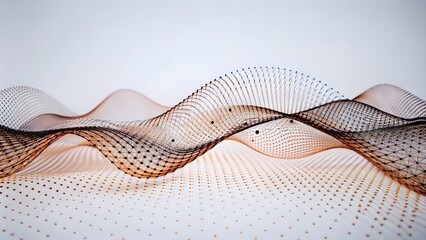 Poster - Abstract digital wave of particles. Futuristic point wave. Technology background. Wave with moving dots and lines. Particle flow