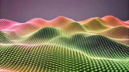 Poster - Abstract digital wave of particles. Futuristic point wave. Technology background. Wave with moving dots and lines. Particle flow