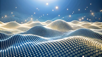 Poster - Abstract digital wave of particles. Futuristic point wave. Technology background. Wave with moving dots and lines. Particle flow