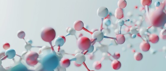 Poster - A colorful image of molecules with a pink, blue, and white color scheme