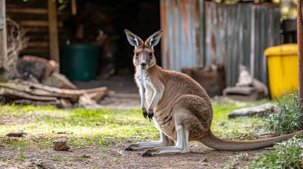 Tasmania, Australia - December 12, 2021: A kangaroo at the Trowunna Wildlife Sanctuary, showcasing the unique wildlife of Tasmania.