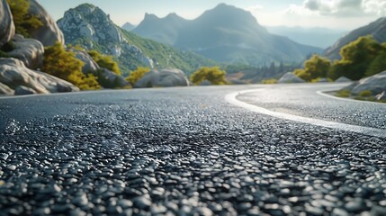Poster - Asphalt road and mountain nature background : Generative AI