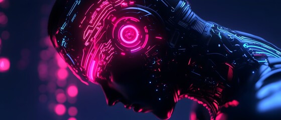 Poster - intricate biopunk biotech design with cybernetic implants sleek exoskeleton structures and luminesce