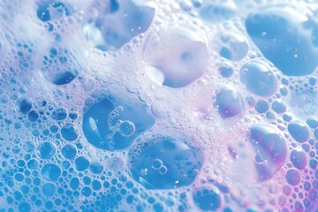 Wall Mural - Close up bubble texture with blue background bursting