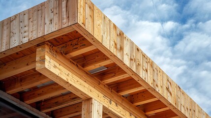Aufkleber - The new construction boom in Spain is the construction of houses with a wooden structure here are some unique construction details : Generative AI