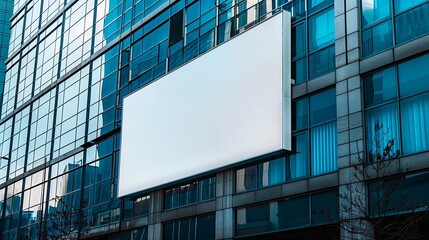 Wall Mural - Blank white advertising billboard in front of the modern office building : Generative AI