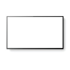 Wall Mural - A slim, modern rectangular monitor with a black frame and shadow. Vector illustration