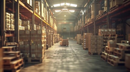 Aufkleber - Light warehouse building warehouse for storing goods Concept of logistics delivery distribution : Generative AI