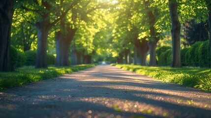 Poster - An empty park alley on a spring day : Generative AI