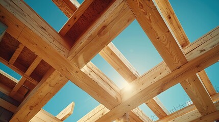 Aufkleber - The new construction boom in Spain is the construction of houses with a wooden structure here are some unique construction details : Generative AI