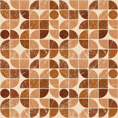 Poster - Coffee mosaic. Abstract shabby grunge pattern of geometric elements. Seamless coffee pattern from mosaic shapes.