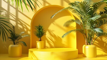 Wall Mural - Yellow Tropical Product Display