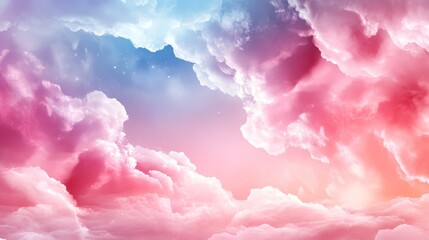 Wall Mural - Dreamy Pastel Cloudscape with Soft Pink and Blue Hues