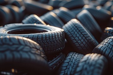 Wall Mural - Background with a pile of car tires