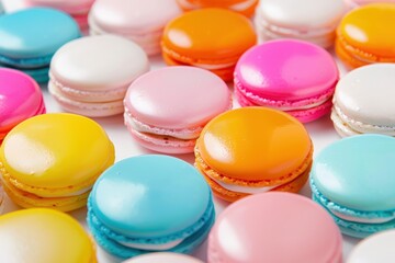 Wall Mural - Bright macaroons and sweet lip balms on white background isolated cosmetic photo