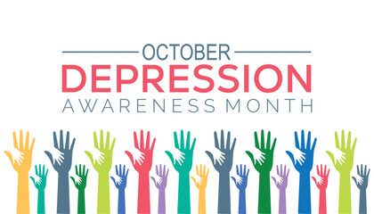 Depression Awareness Month is observed every year on October.Holiday concept background, placard, banner design template Vector illustration background design.