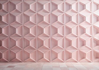 Sticker - Soft pastel pink empty wall provides a clean and minimalist geometric background, perfect for product placement, graphic design, or textile patterns, with subtle texture.