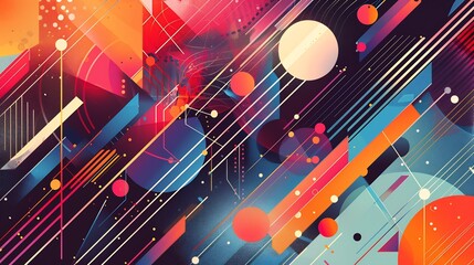 Wall Mural - Abstract Geometric Artwork with Vibrant Colors