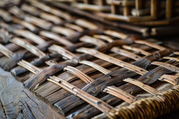 Wall Mural - Handmade wire and wicker mats