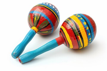 Wall Mural - Pair of maracas on white background