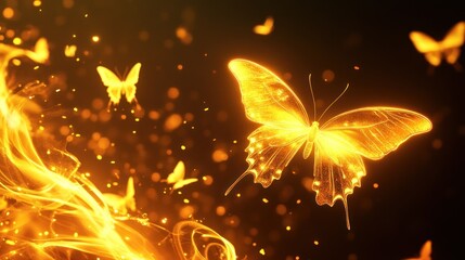 Golden Butterfly in a Glowing Flame