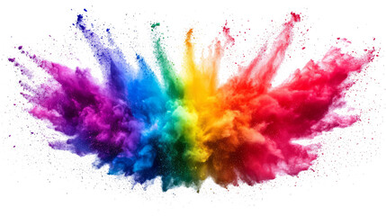 Wall Mural - bright rainbow paint color powder festival explosion burst isolated white background.	