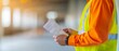 © auc - construction worker reading plans and documents on building site, industrial safety, safety gear, construction safety, construction industry, engineering, architecture, work, job, site, foreman, proje
